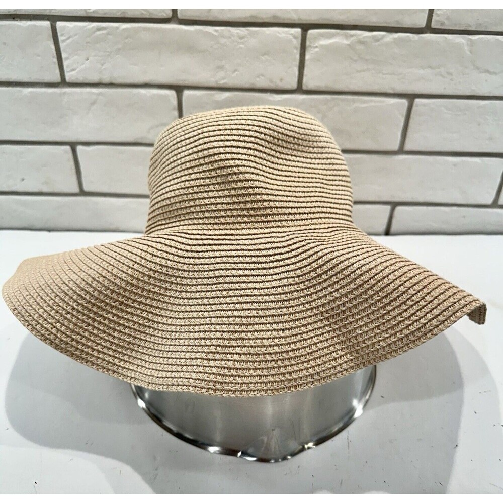 Women's David and Young Packable Straw Wide Brim Floppy Sun Hat